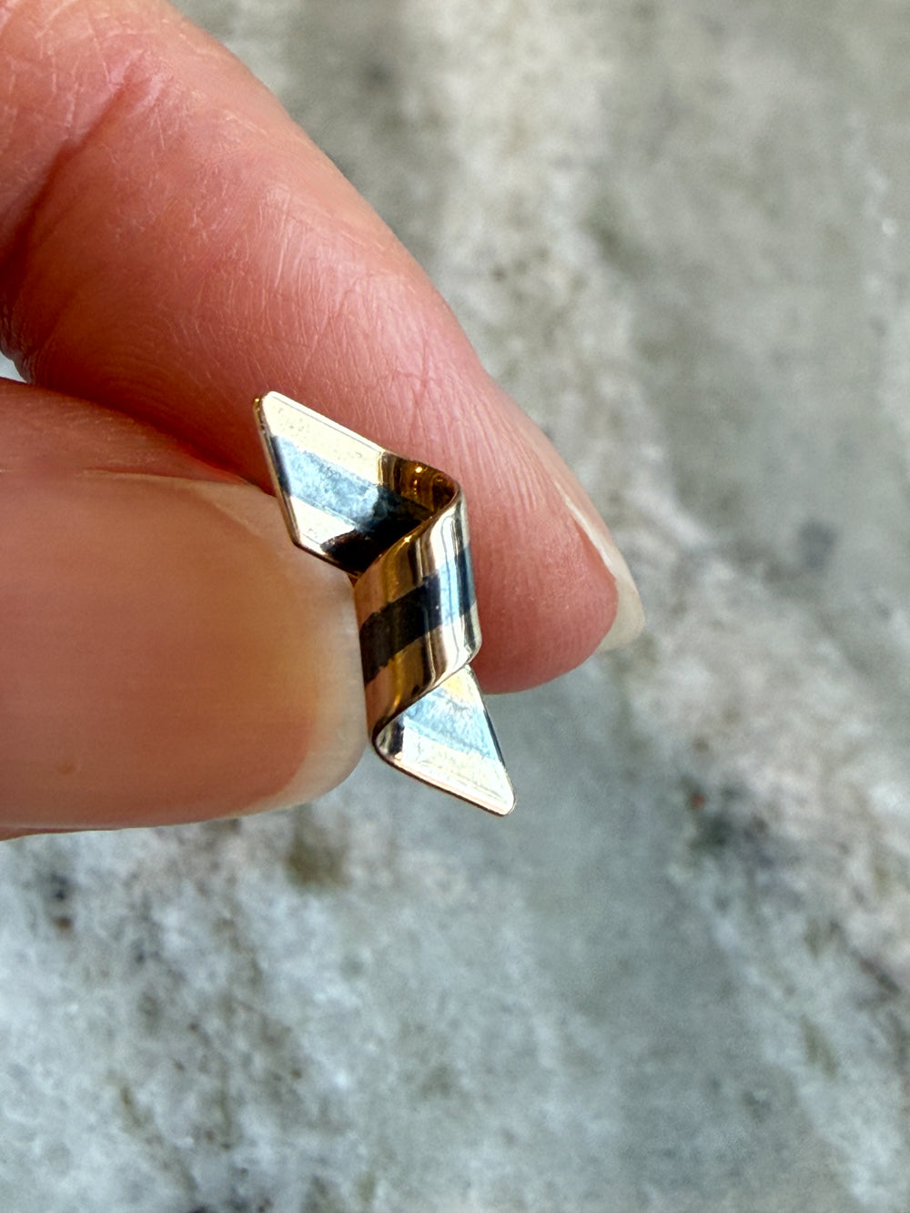 Vintage Curled Striped Ribbon Earrings 14k Gold & Silver – Paul Morelli