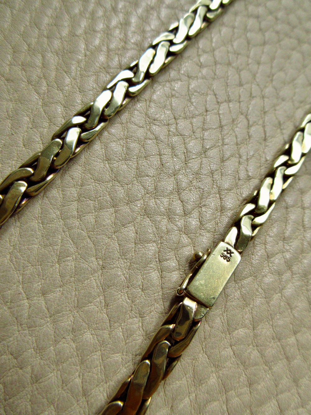 Vintage 14k Gold Smooth Braided Half Round Necklace - 18.5 inch