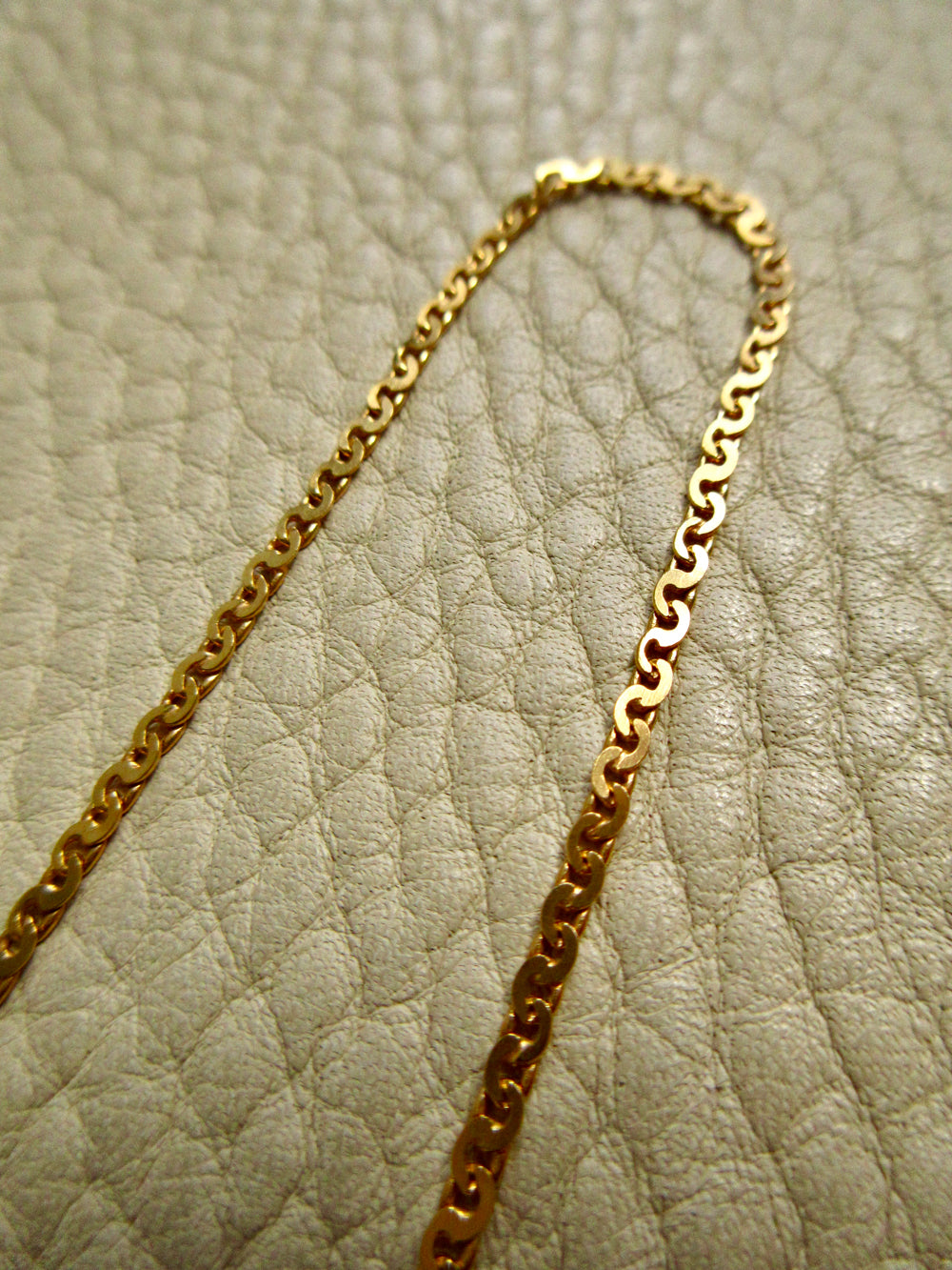 Skinny Vintage Swedish Virola Link Necklace 18k Gold – 19.7 Inch Length