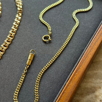 18k Gold Vintage Curb Link Watch Chain Necklace with Sheathed Fastener- 17.1 inch length