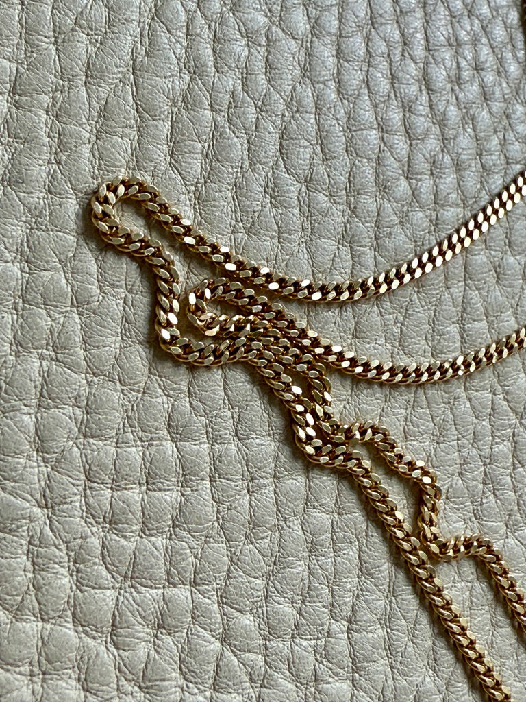 Danish Vintage 14k Gold Curb Link Chain Necklace - Excellent long length 23.75 inch length