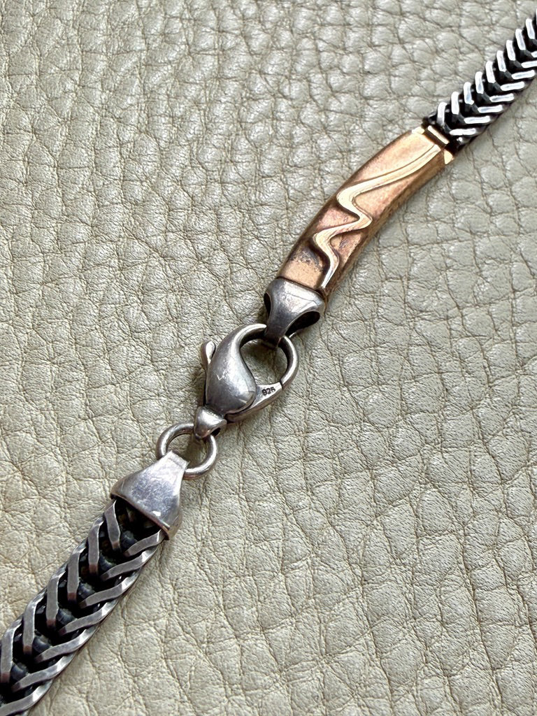 Vintage Sterling Silver Herringbone Chain Necklace ALTON & Pernilla Wiberg – 17 Inch length