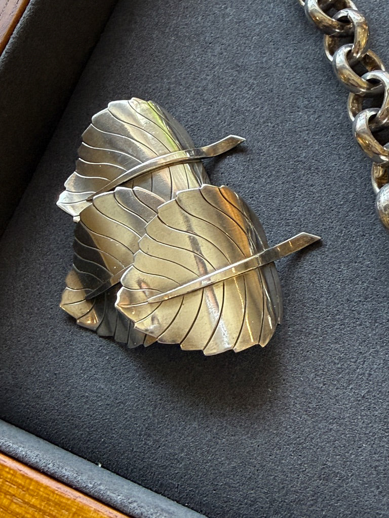 1948 Vintage Stigbert Three-Leaf Brooch in Sterling Silver – 2 inch