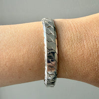 1970s era Chunky Tight Curb Silver Bracelet by Andreas Daub - 7.4 inch length