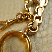 1930s Swedish Vintage 18k Gold Chunky Wide Watch Chain Bracelet or Necklace Extender with Bolt Clasp
