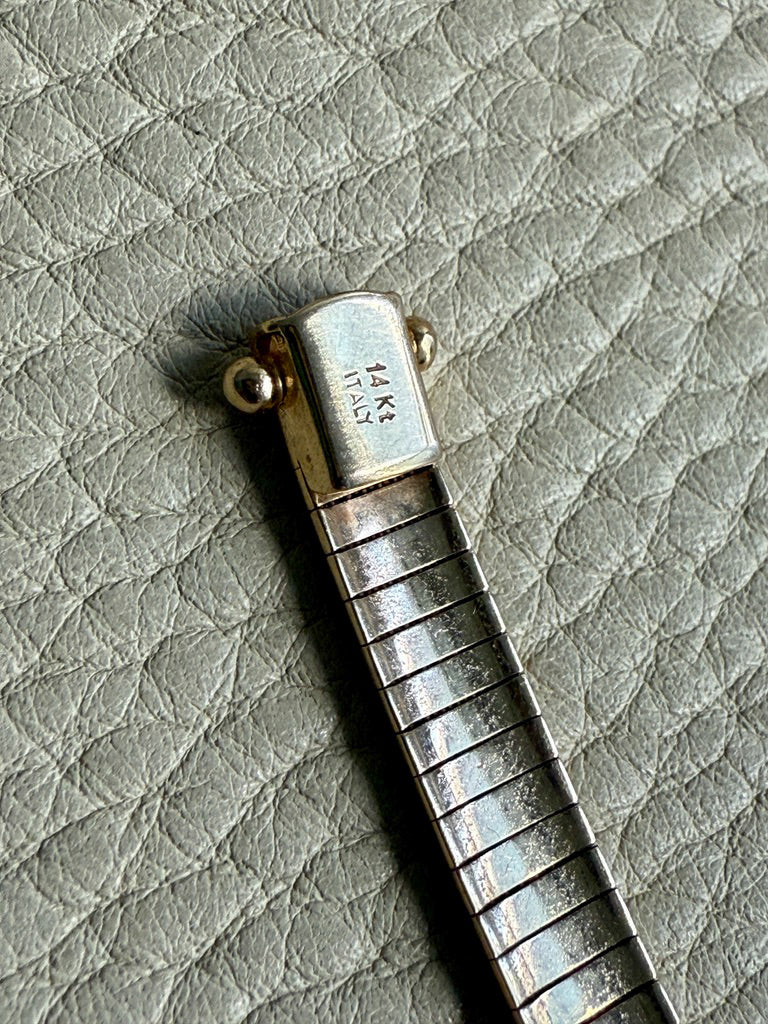 Italian Vintage High Polish Omega Link Bracelet in 14k Gold - 7 inch length