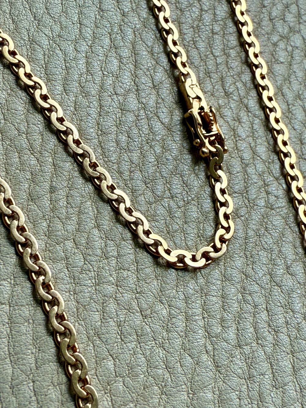 Long 18k Gold Vintage Virola Link Necklace - 21.8 inch length