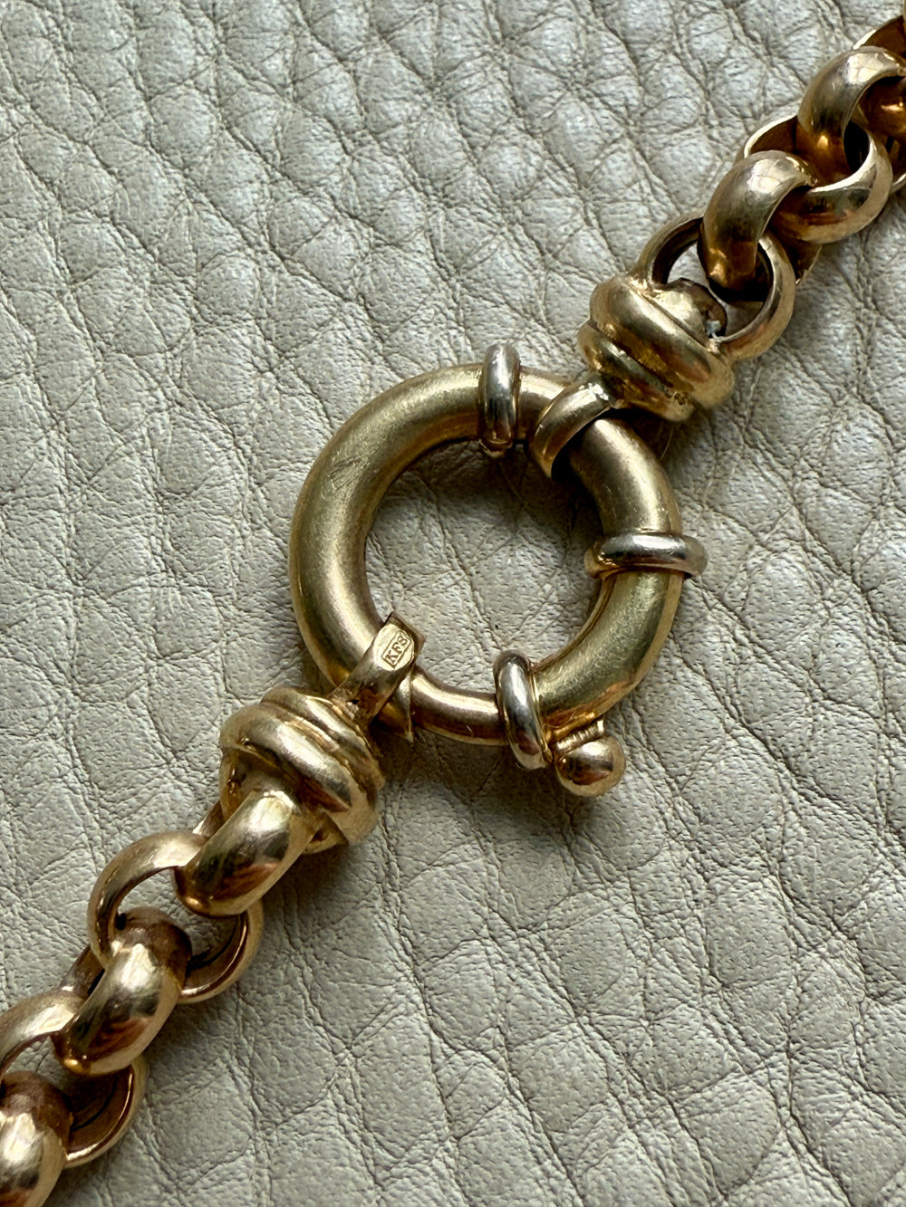 Chubby! 18k Gold Rolo Link Necklace with Large Bolt Clasp - 17.8 inch length