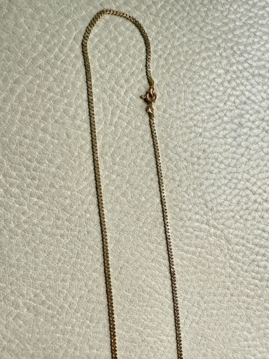 Scandinavian Vintage Pressed Curb Link 18k Gold Necklace - 17.5 inch length