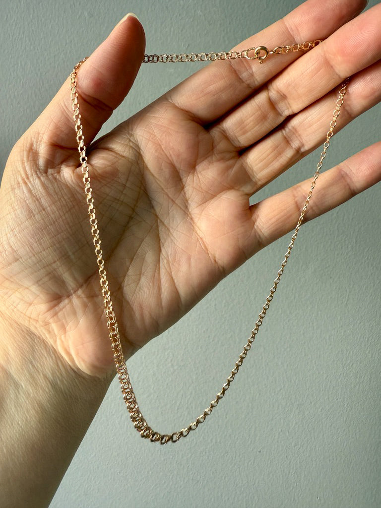 Swedish Vintage 18k Gold Necklace - Graduated Double Link Chain Necklace - 16.8 inch length