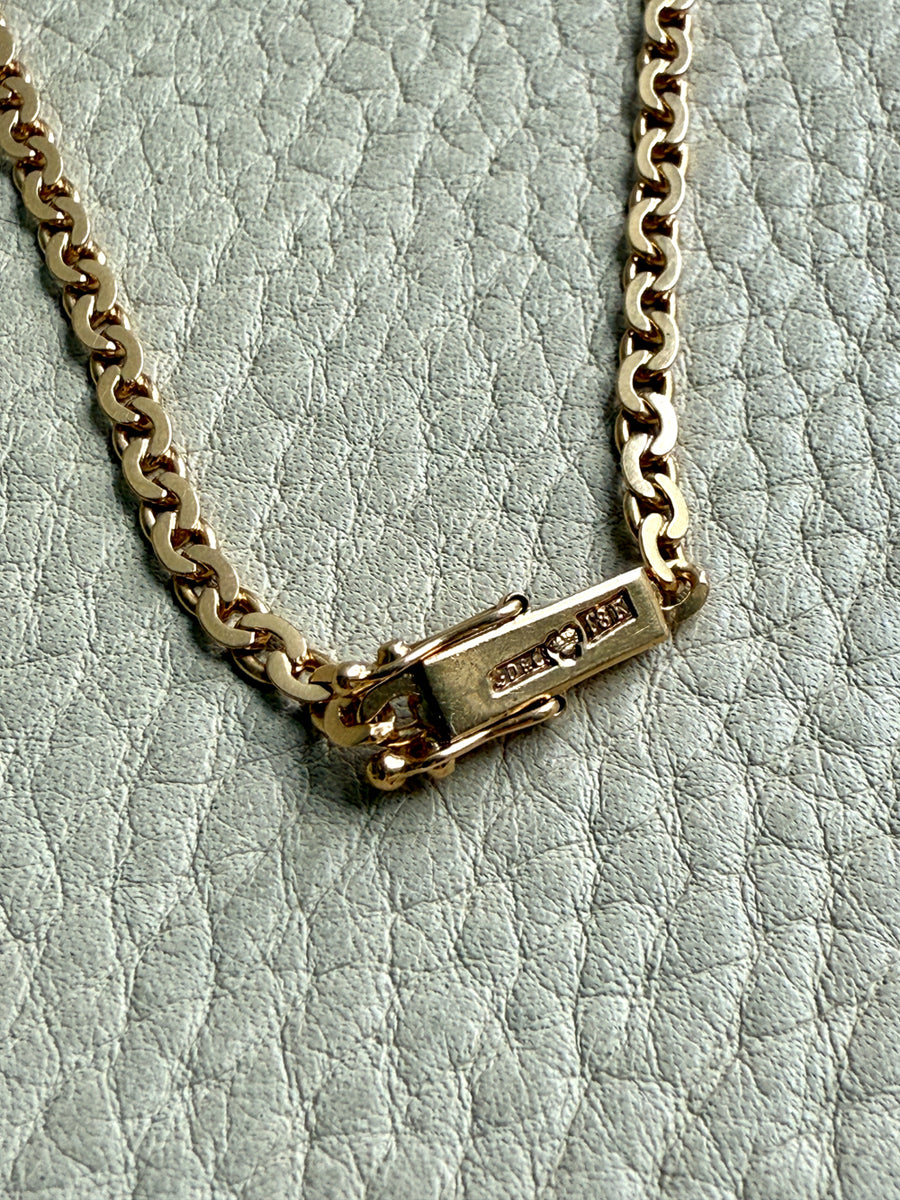 Long 18k Gold Vintage Virola Link Necklace - 21.8 inch length