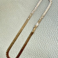 Vintage Italian Hexagon Mirror Link Chain Necklace 18k Gold – 16.75 Inch Length