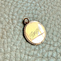 1937 "Inge" 18k Gold Engraved Round Medallion Pendant for Necklace - Scandinavian Vintage
