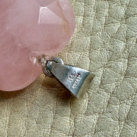 Rose Quartz Heart Pendant in Sterling Silver – 1.4 Inch Drop