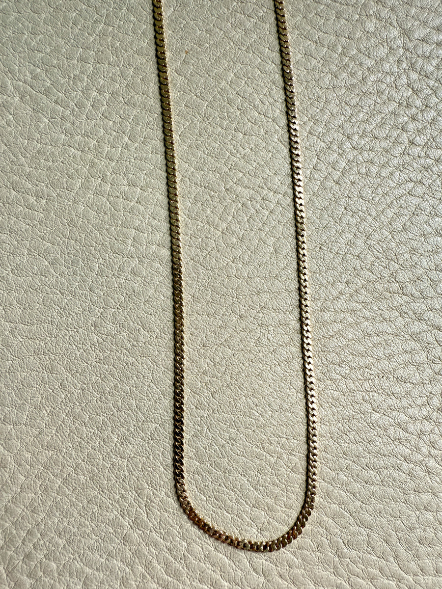 Scandinavian Vintage Pressed Curb Link 18k Gold Necklace - 17.5 inch length