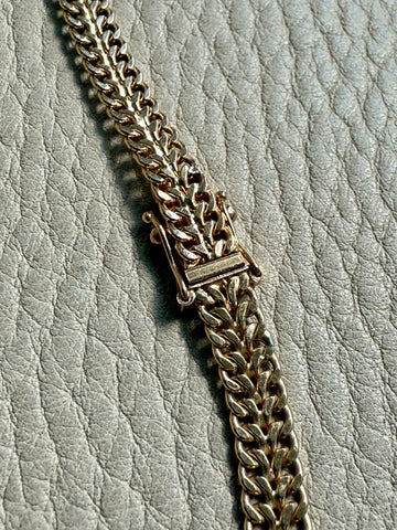 Vintage Swedish 18k Gold Herringbone Link Collar Necklace - 17.5 inch length
