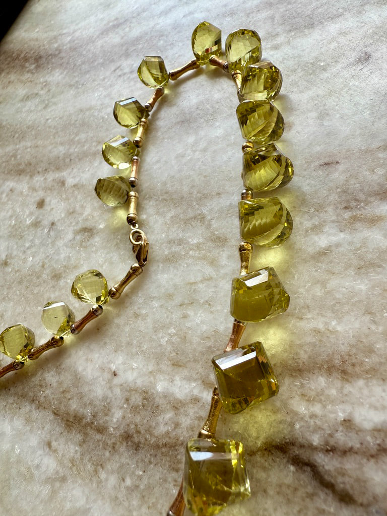 JUICY! Graduated Lemon Quartz and 14k gold necklace - 18 inch length