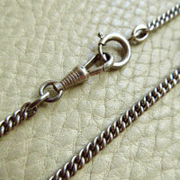 Vintage Scandinavian Silver Curb Link Watch Chain Necklace with Oversized Bolt Clasp pendant – 17.5 Inch Length