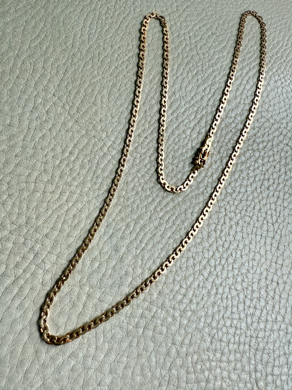 Long 18k Gold Vintage Virola Link Necklace - 21.8 inch length