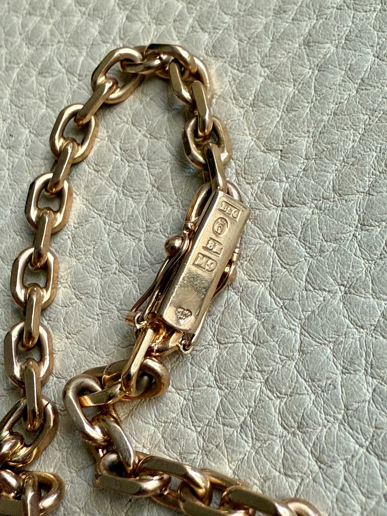 1962 Swedish Vintage 18k Gold Biker Link Bracelet 4.8mm width - 7.5 inch length