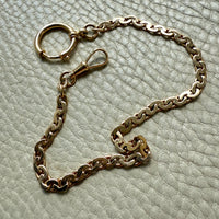 Dated 1930 18k Gold Virola Link Watch Chain Necklace Extender with Large Bolt Clasp - 10.25 inch length
