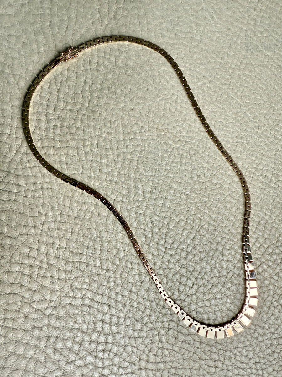 Shimmering Vintage 14k Gold Cleopatra Link Necklace - 17.8 inch length