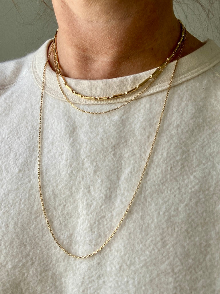 18k Gold Vintage Skinny Biker Link Chain Necklace - 25 inch length