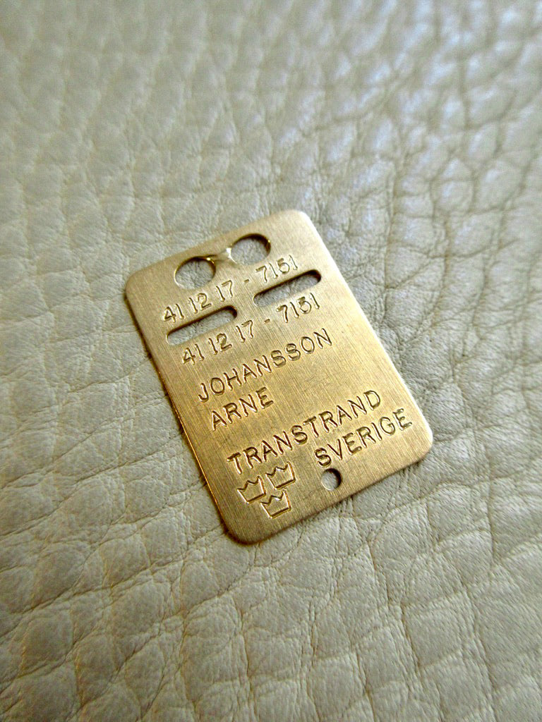 1979 Swedish Vintage Gold ID Tag Pendant 18k Gold - 0.9 inch