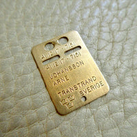 1979 Swedish Vintage Gold ID Tag Pendant 18k Gold - 0.9 inch