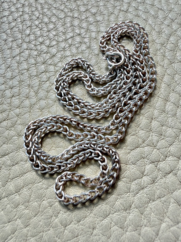 Silver Handmade Open Foxtail Link Necklace - 20 inch length