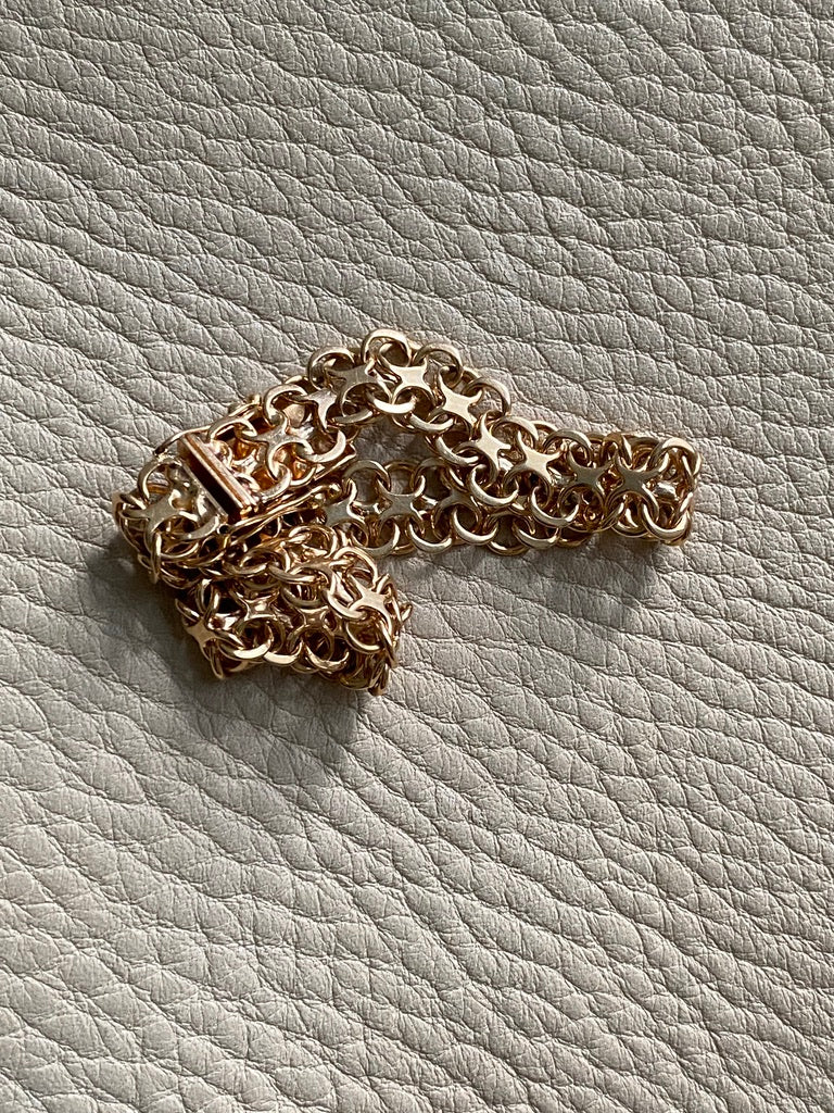 Solid 18k gold silky x-link bracelet, vintage 1970 Swedish