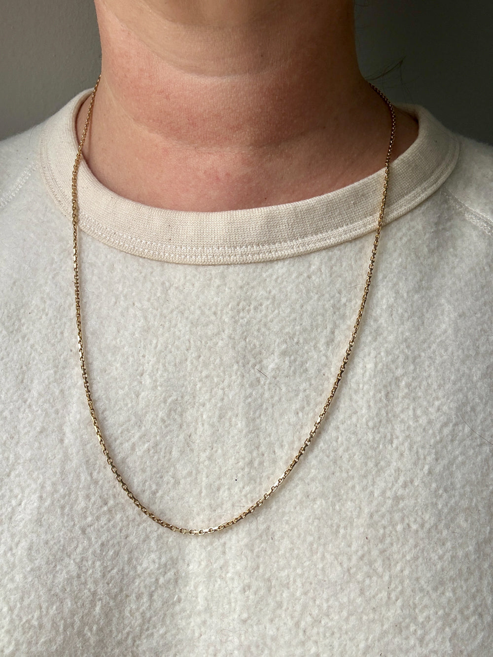 Danish Vintage 1.6mm Solid 14k Gold Biker Link Necklace – 24.75 Inch Length