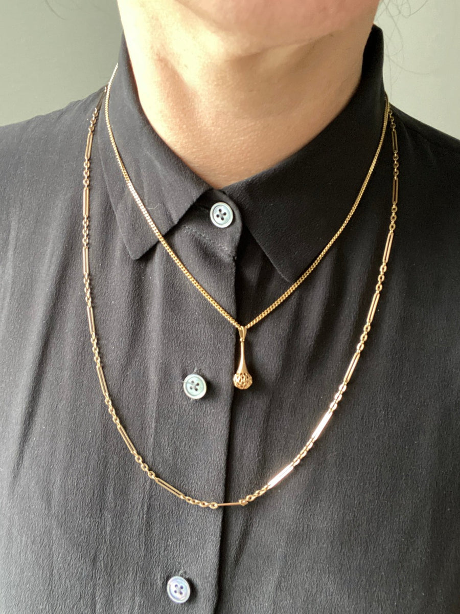 Vintage 18k gold curb link necklace - 18.5 inch length