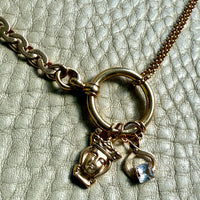 Dated 1930 18k Gold Virola Link Watch Chain Necklace Extender with Large Bolt Clasp - 10.25 inch length