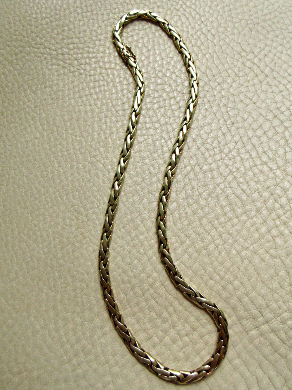 Vintage 14k Gold Smooth Braided Half Round Necklace - 18.5 inch