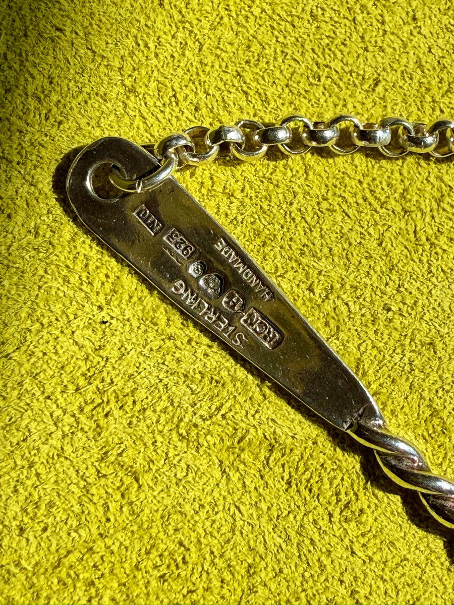 Lariat Style Vintage Rolo Link Necklace in Sterling Silver - 32.7 inch length