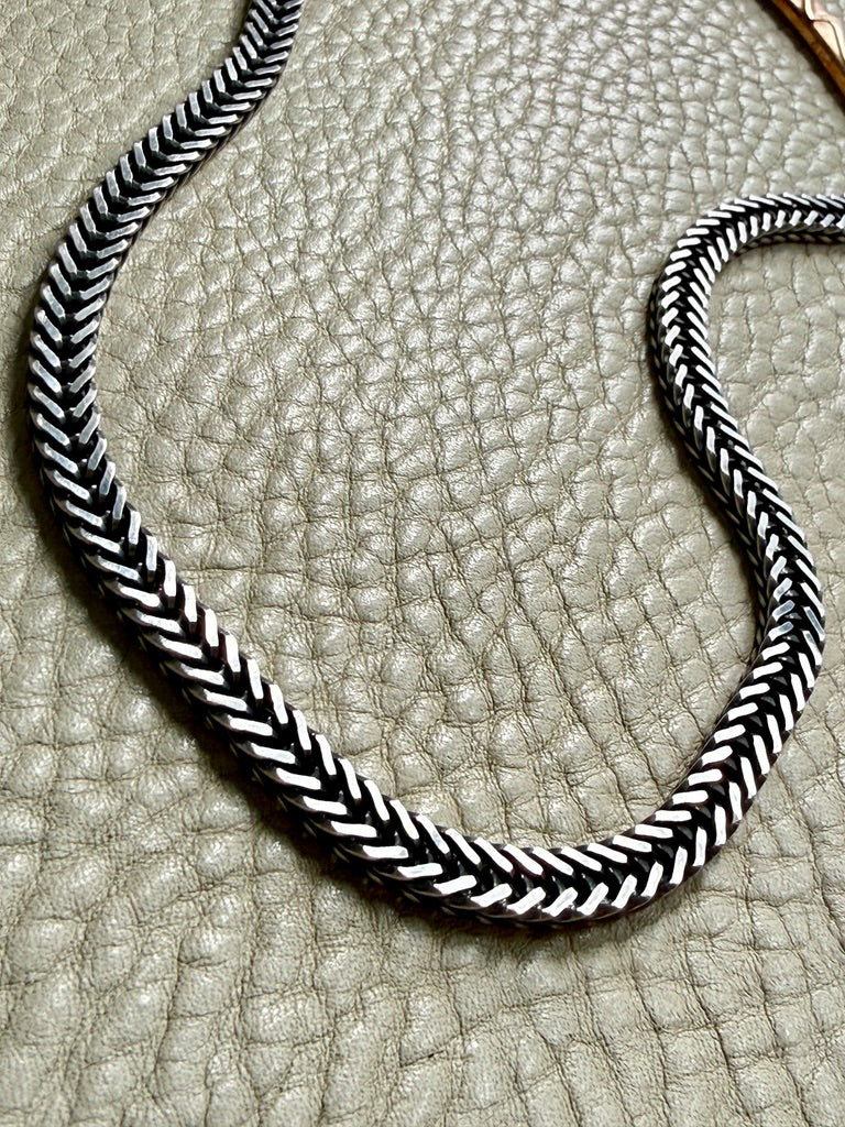 Vintage Sterling Silver Herringbone Chain Necklace ALTON & Pernilla Wiberg – 17 Inch length