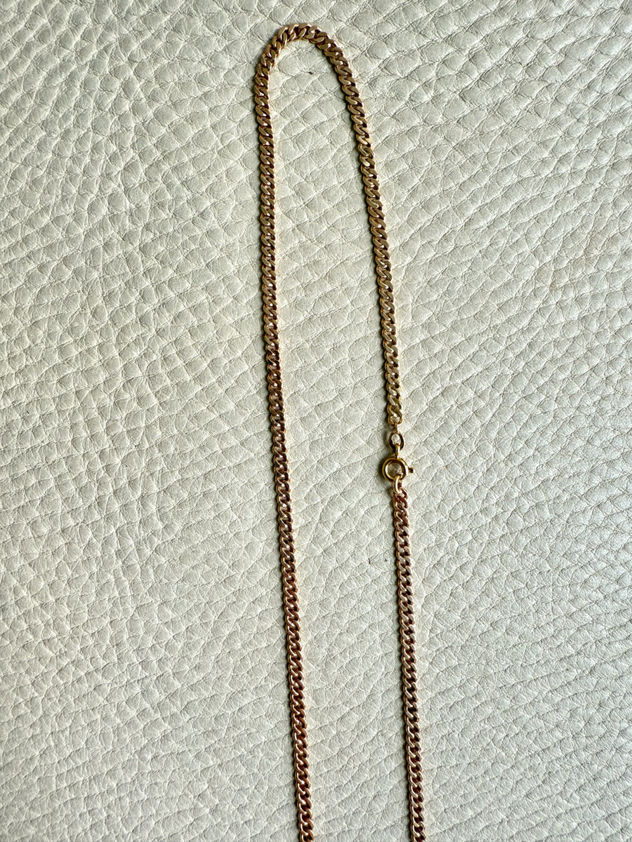 1920s era Pressed Curb Link Chain Necklace in 18k Gold - 20.1 inch length