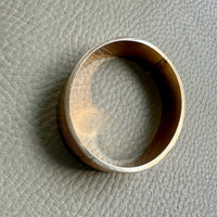 Unique! Architectural Wide 14k Gold Hinged Bangle with Linear Grooves - 6.9 inch oval interior circumference