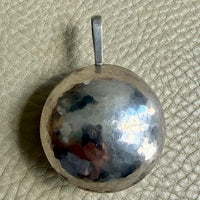 Vintage Silver Hammered Orb Pendant with Substantial Curb Chain - 23.8 inch length