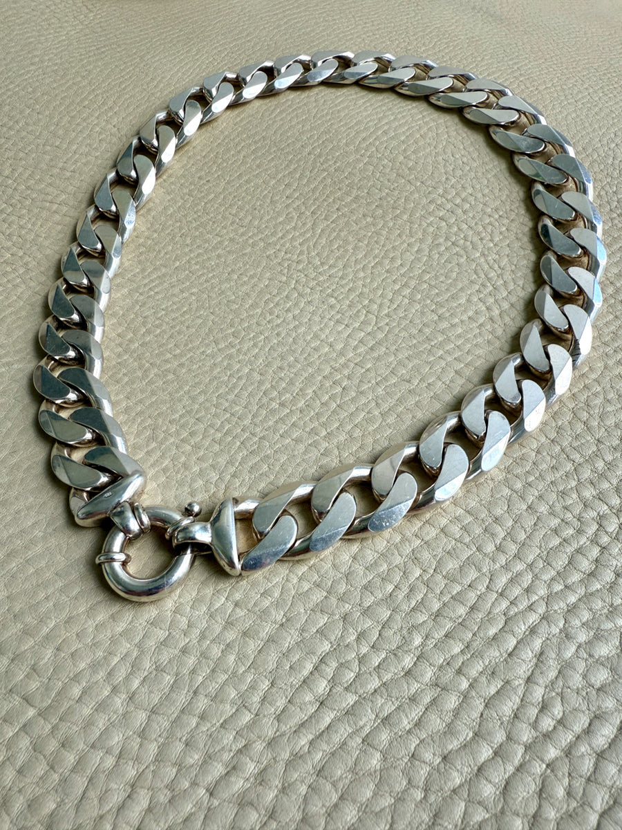 CHUNKY!! Sterling Silver Curb Chain Necklace - 20 inch length