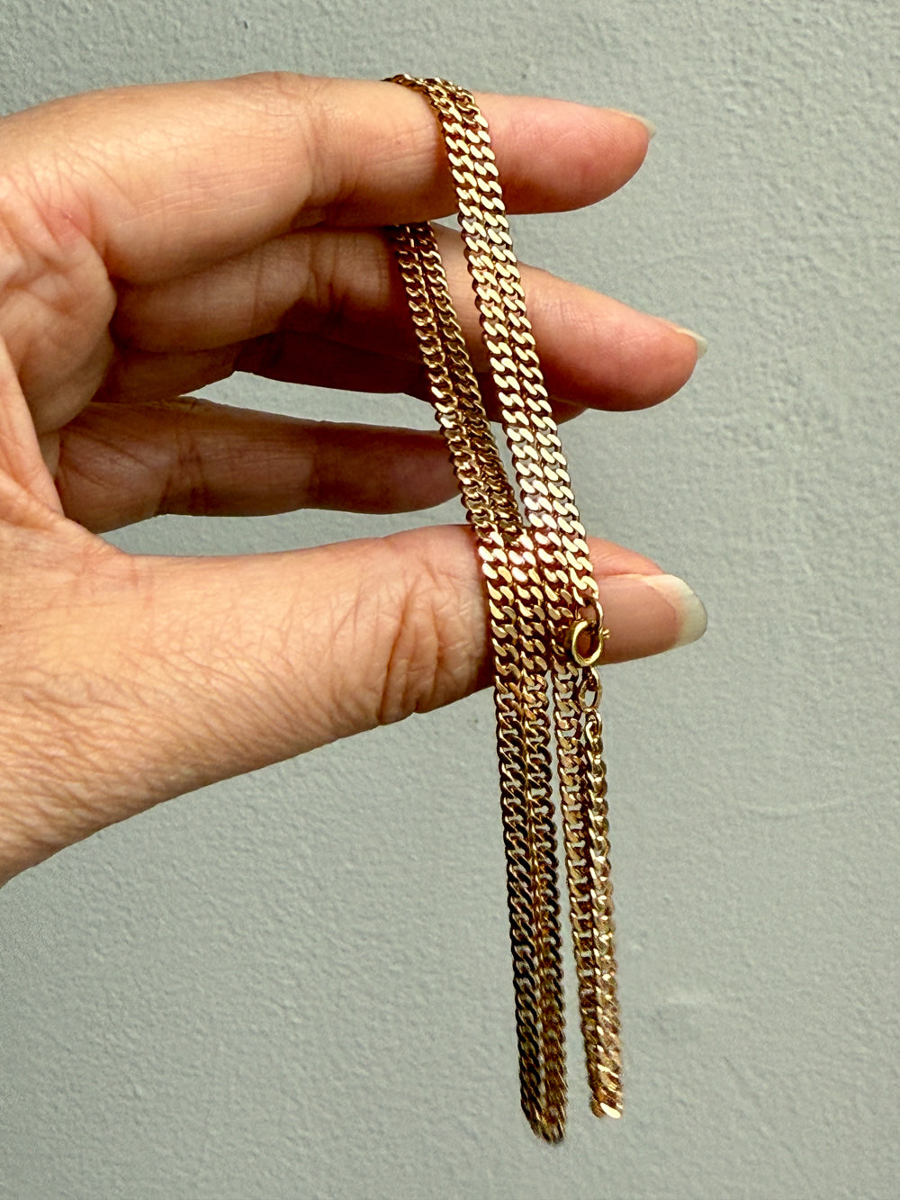 1920s era Pressed Curb Link Chain Necklace in 18k Gold - 20.1 inch length