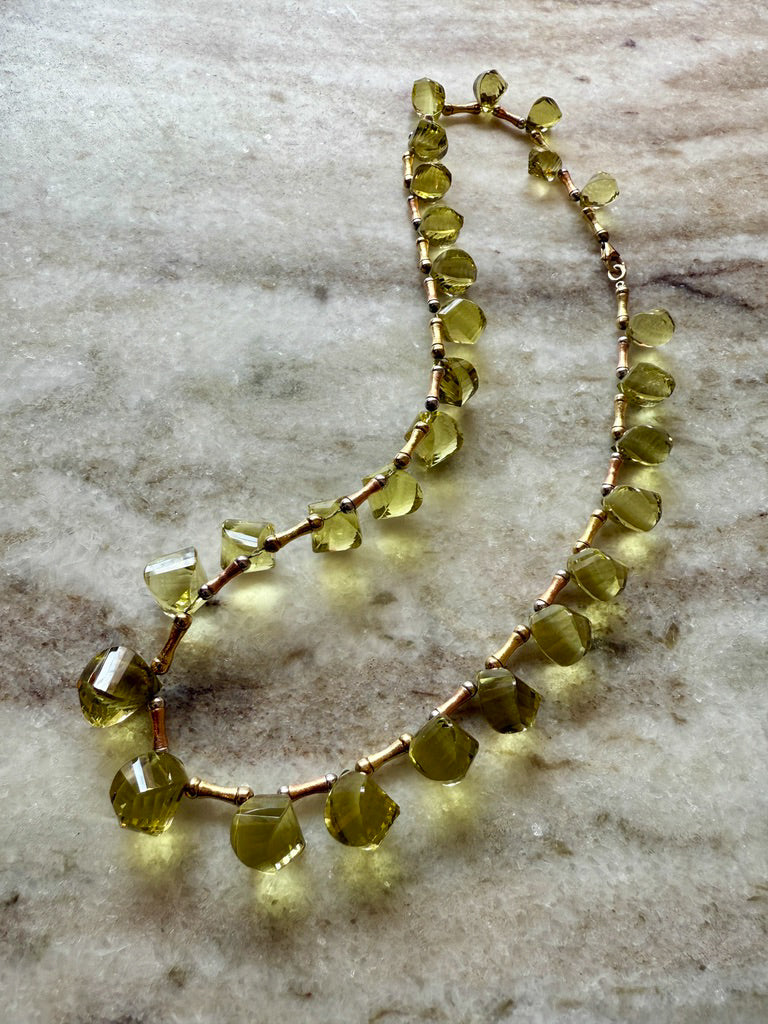 JUICY! Graduated Lemon Quartz and 14k gold necklace - 18 inch length