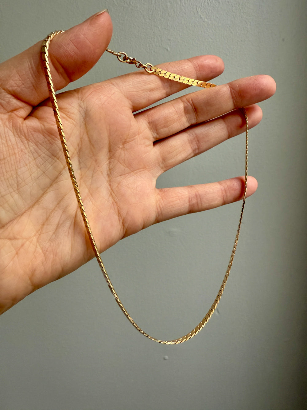 EXCELLENT! Vintage Italian 18k gold special tight curb chain mirrored necklace by Balestra- 17 inch length