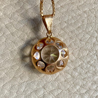 Crystal Swedish pendant necklace - Solid 18k gold - Made in 1975