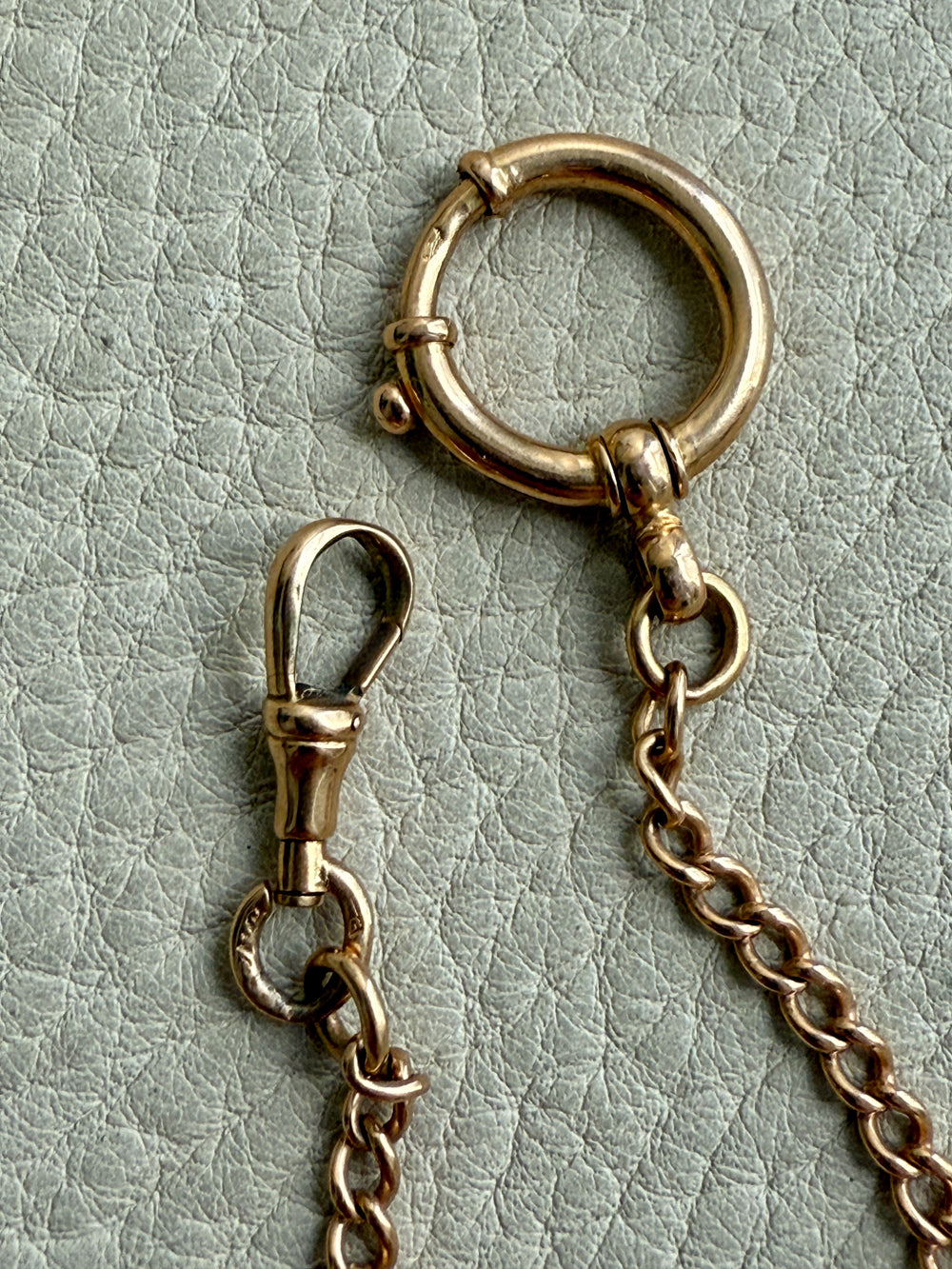 1899 Antique Swedish 18k Gold Curb Link Watch Chain Necklace - 15.8 inch length