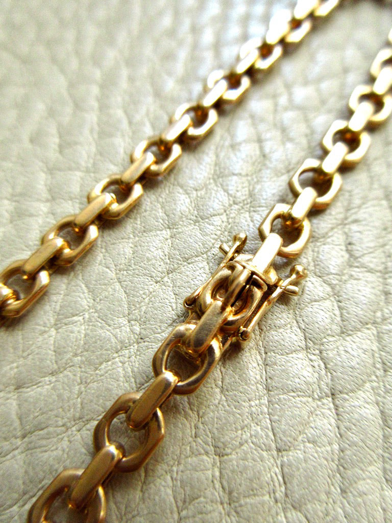 1950 Swedish Vintage Biker Link Bracelet 18k Gold – 8.1 Inch Length