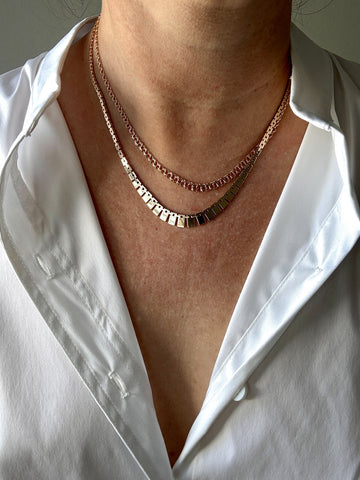 Shimmering Vintage 14k Gold Cleopatra Link Necklace - 17.8 inch length