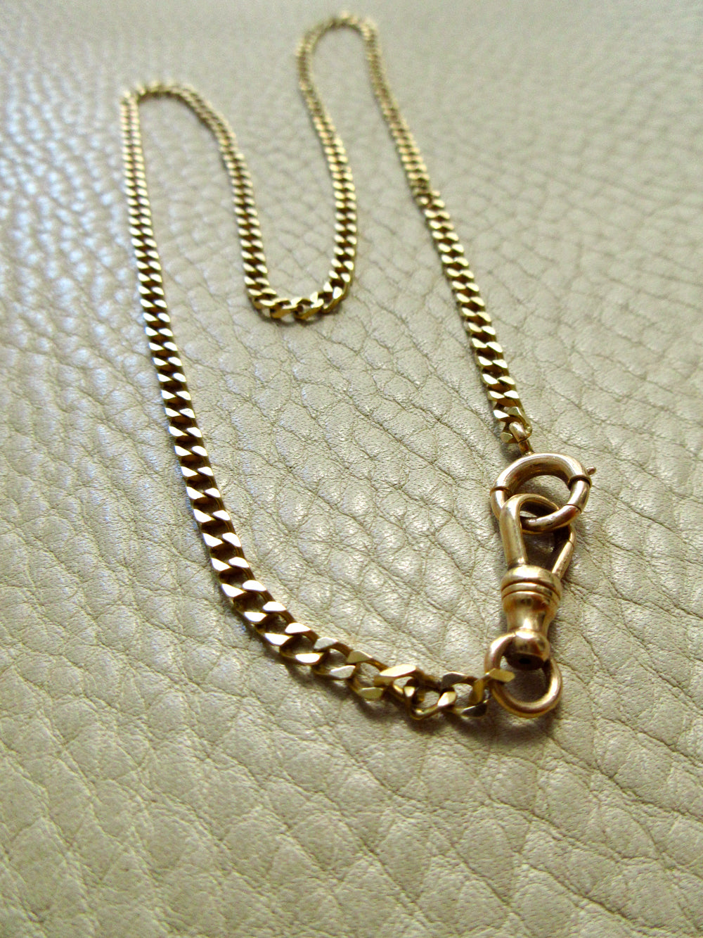 Vintage 14k Gold Faceted Curb Link Watch Chain Necklace – 19.3 Inch Length