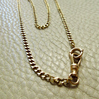 Vintage 14k Gold Faceted Curb Link Watch Chain Necklace – 19.3 Inch Length